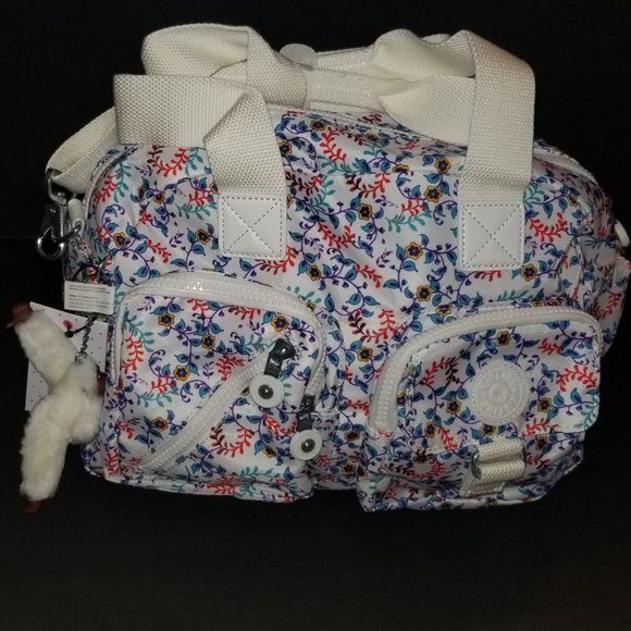 Kipling Defea satchel purse tote shoulder bag "Palm Spring Night White" … - Picture 5 of 9